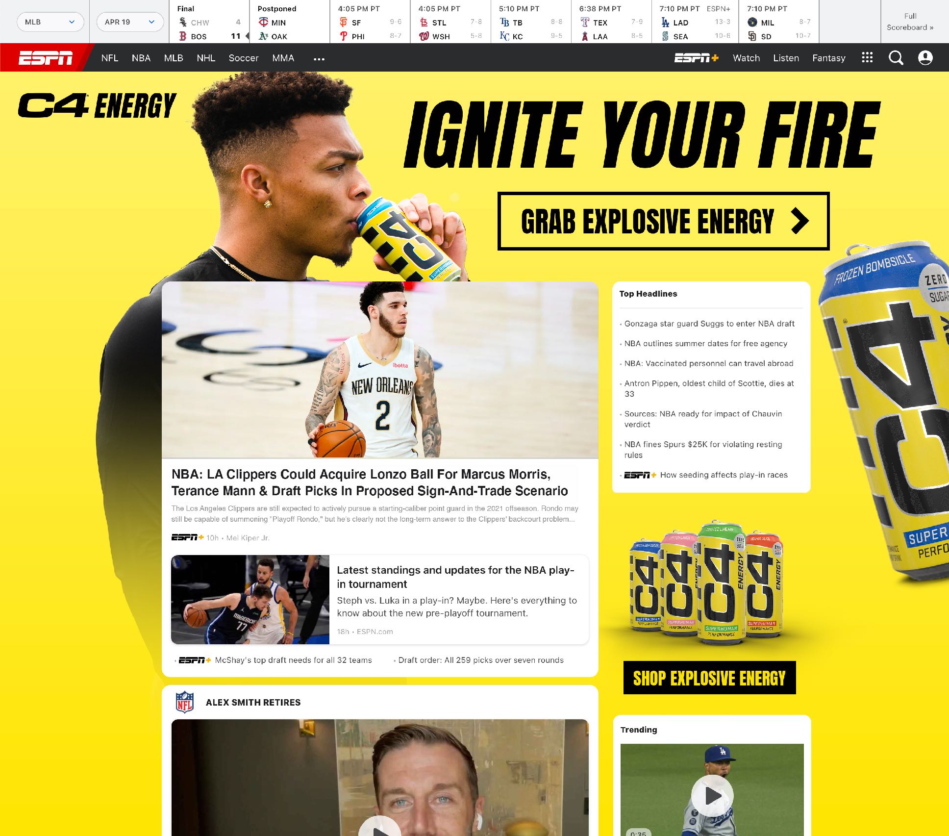 C4 Energy digital execution on ESPN