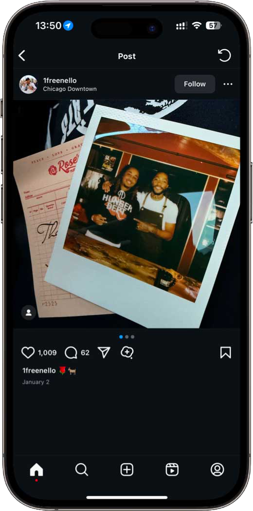 Derrick Rose social impact - Instagram post