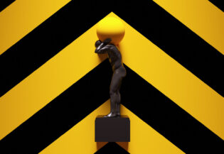 Yellow Black Atlas Statue Holding up the Celestial Heavens with